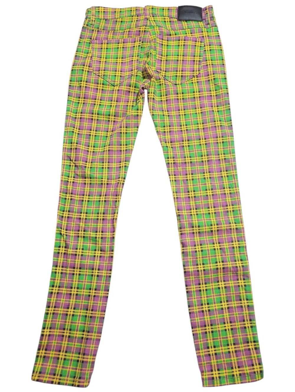 Decibel Unisex Plaid Racer Stripe Emo Skinny Jeans Size 30×32 Green Purple... - Picture 8 of 16